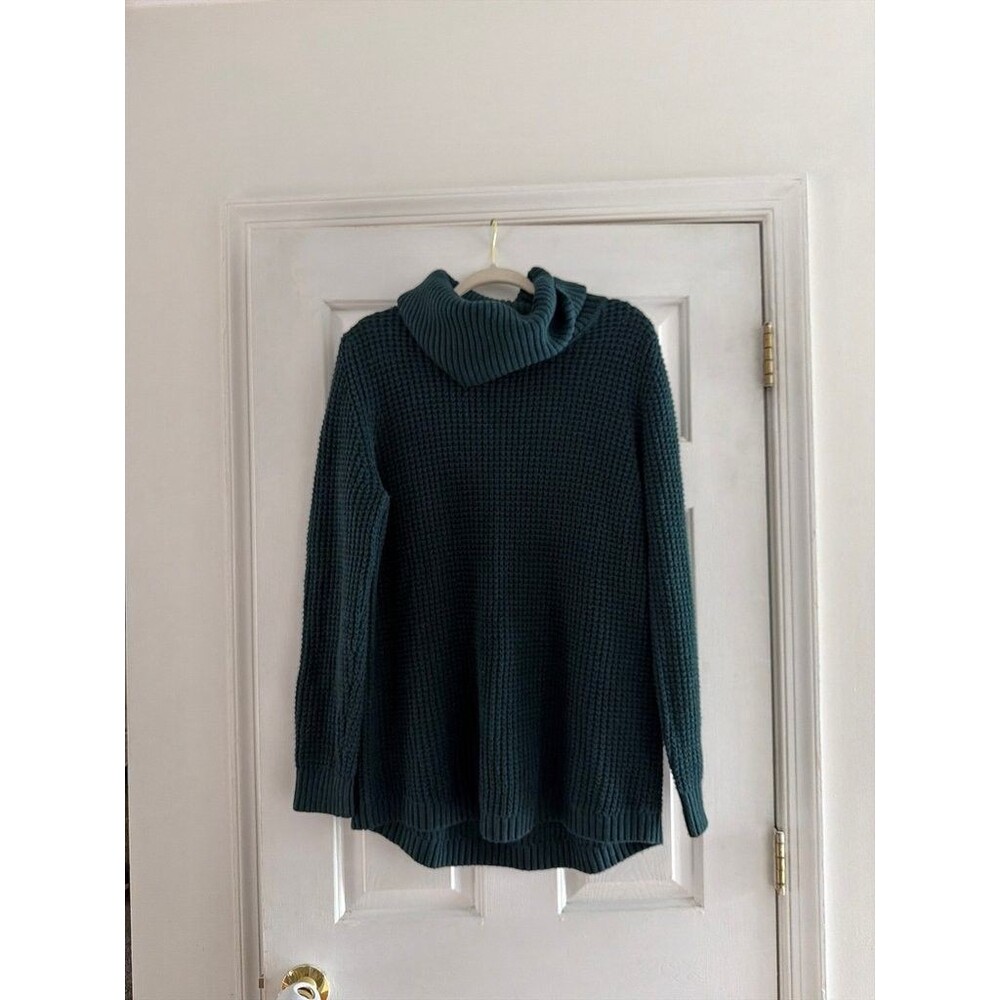 L.L.Bean Dark Green Waffle Knit Turtleneck Sweater - XL